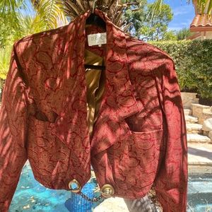 Red Suede Gold Painted Short Jacket